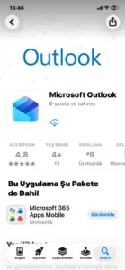 App Store’da Microsoft Outlook uygulamasının indirme sayfası