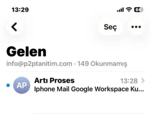 iPhone Mail uygulamasında kurumsal hesabın gelen kutusu