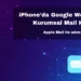 iPhone’da Google Workspace kurumsal mail kurulumu; telefon, Apple Mail ve Gmail simgeleri