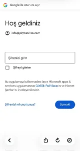 iPhone’da Google Workspace hesabının parola giriş ekranı